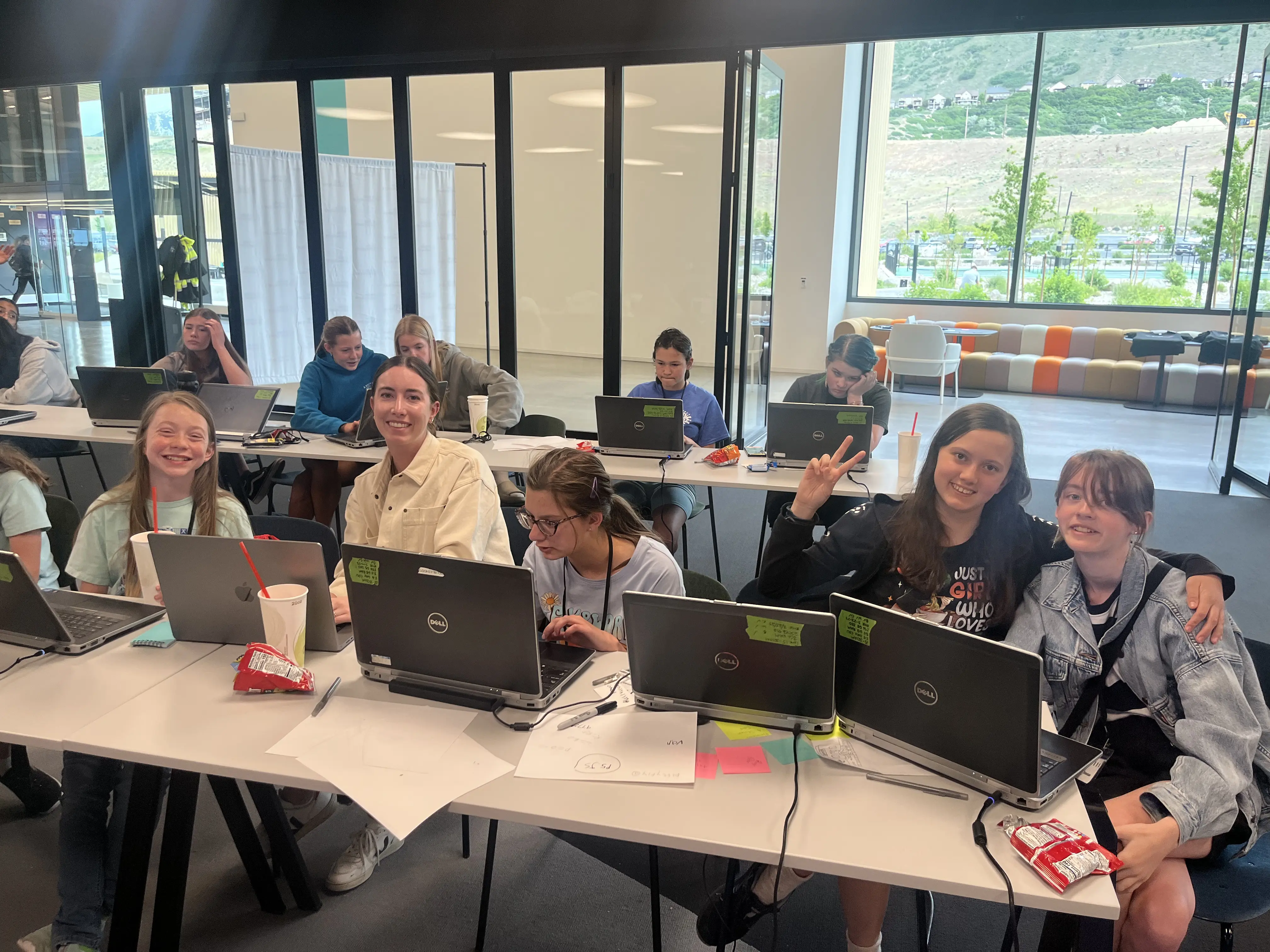 Students working together on a coding challenge