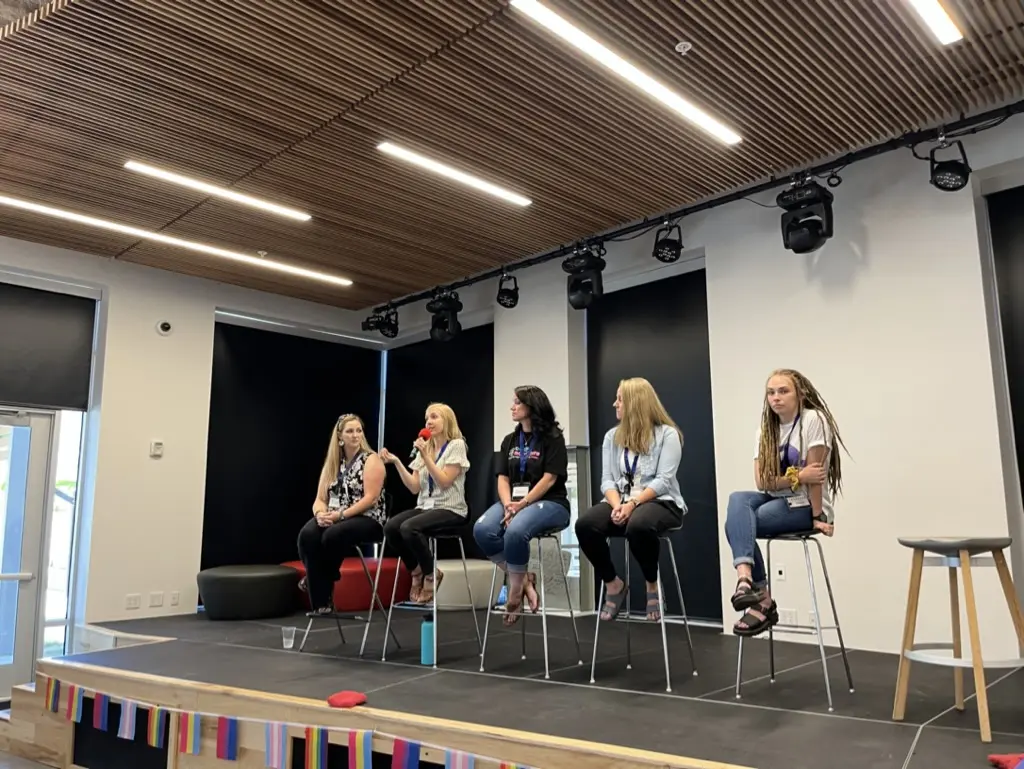 Mentor helping students